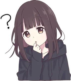🤔 Anime, Fille, Question, Kawaii, Mignon whatsapp sticker