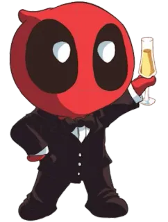 🍾 Deadpool Deadpool, Marvel, Superhero, Cartoon, Party, Champagne, Toast telegram sticker