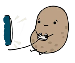 😆 potato, gaming, gamer, controller, cute, cartoon telegram sticker