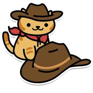 🤭 кот, ковбой, шляпа, питомец, животное, мультфильм, милый whatsapp sticker