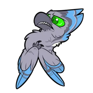 😕 pássaro, desenho animado, fofo, gaio-azul, animal, adesivo, ilustração telegram sticker