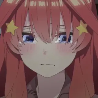 ☕️ Yotsuba Nakano The Quintessential Quintuplets anime, garota, chorando, triste, lágrimas, desenho animado telegram sticker