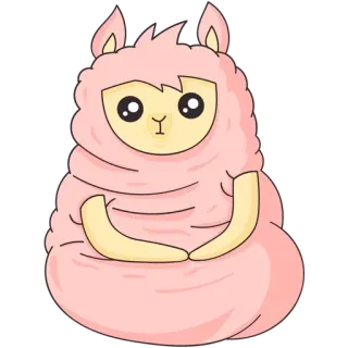 😶 Lama, Alpaga, Rose, Mignon, Kawaii, Animal, Autocollant telegram sticker