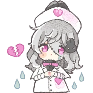 😢 Anime, Chica, Linda, Enfermera, Corazón, Triste telegram sticker