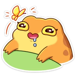 🤤 grenouille, dessin animé, mignon, animal, papillon, autocollant whatsapp sticker