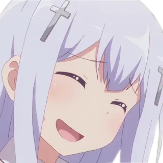 🙈 Anime, Słodkie, Uśmiech, Dziewczyna, Szczęśliwy telegram sticker