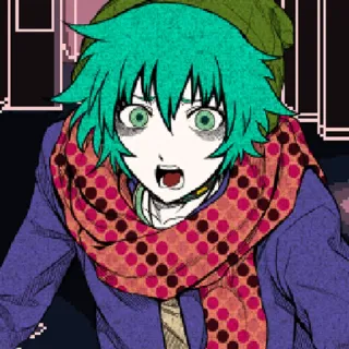 🤯 anime, spaventato, scioccato, capelli verdi, sorpreso telegram sticker