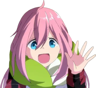 👋 动漫, 女孩, 卡通, 粉色头发, 挥手, 开朗 telegram sticker