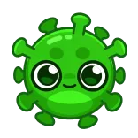 👋 Virus, Cartoon, Niedlich, Kawaii, Grün, Augen telegram sticker