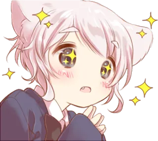 😍 Anime, Niedlich, Kawaii, Glitzer, Katzenohren, Manga telegram sticker