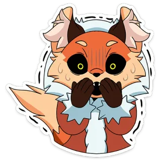 😥 狐狸, 害怕, 卡通, 动物, 贴纸 telegram sticker