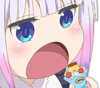 😤 Kanna Kamui Miss Kobayashi's Dragon Maid SAMPLE 애니메이션, 만화, 드래곤, 먹방, 디저트, 카와이, 귀여운, 칸나 telegram sticker