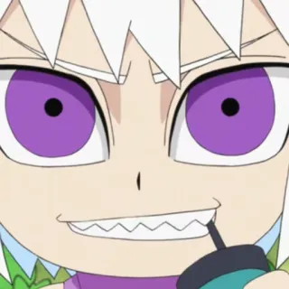😁 anime, character, manga, white hair, purple eyes telegram sticker