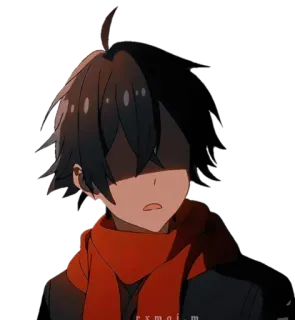 😧 Anime, Junge, roter Schal telegram sticker