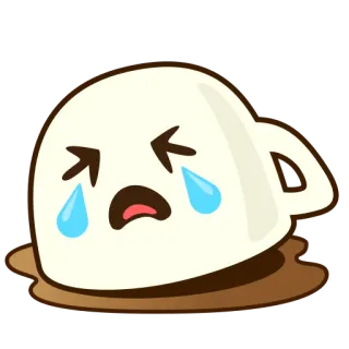 😭 Tasse, weinen, traurig, verschüttet, Kaffee, Cartoon whatsapp sticker