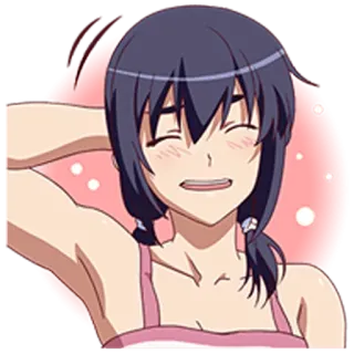 😅 anime, personaggio, sorriso, femmina, ragazza telegram sticker