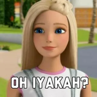 🧘‍♂ Barbie OH IYAKAH? Barbie, Meme, Pregunta, ¿Ah, sí?, Dibujo animado telegram sticker