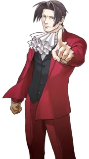 ☝️ Miles Edgeworth Ace Attorney 弁護士, 指差し, 異議, スーツ telegram sticker