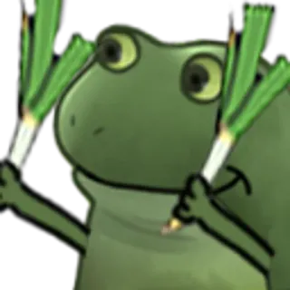 🥕 frog, leeks, vegetables, animal, funny telegram sticker