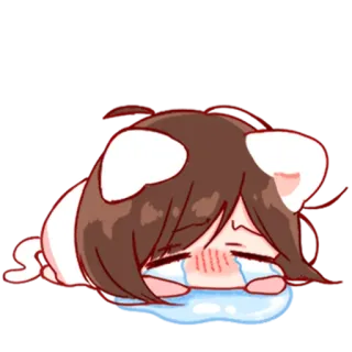 💞 llorando, triste, anime, gato, chica, kawaii whatsapp sticker