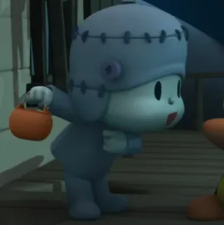 🎃 Pocoyo pocoyo, halloween, frankenstein, desenho animado telegram sticker
