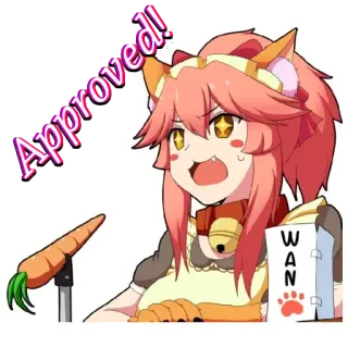 🤩 Approved! anime, catgirl, approved, carrot, cute, sticker telegram sticker