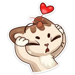 😵 gatto, carino, amore, cuore, kawaii, adesivo telegram sticker