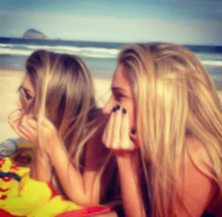 ❤️ beach, women, ocean, sand, blonde hair, summer telegram sticker