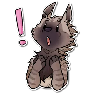 ❗ wilk, pies, naklejka, kreskówka, niespodzianka, wykrzyknik whatsapp sticker