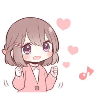 👍 anime girl, kawaii, hearts, cute, chibi, cartoon telegram sticker