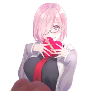 💝 Anime, Féminin, Coeur, Cadeau, Kawaii, Lunettes telegram sticker