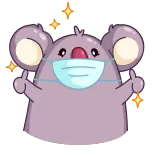 🦠 desenho animado, personagem, coala, polegar para cima, máscara, médico telegram sticker