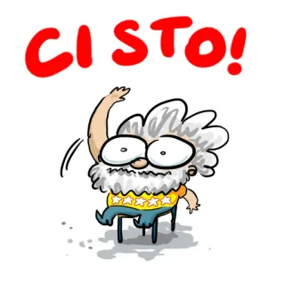 ☝️ CI STO! kreskówka, mężczyzna, siedzący, komiks, wyraz, włoski telegram sticker