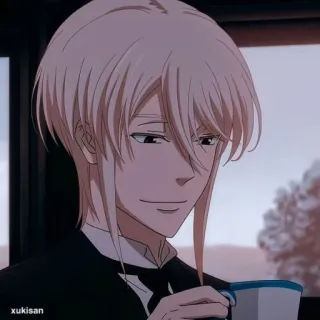 📚 William James Moriarty Moriarty the Patriot anime, moriarty, patriot, character, portrait, smile, cup telegram sticker