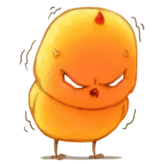 🐥 ayam, marah, burung, kartun, kuning, emoji telegram sticker