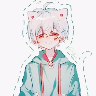 🇦🇱 Anime, Anak laki-laki, Telinga kucing, Hoodie, Lucu telegram sticker