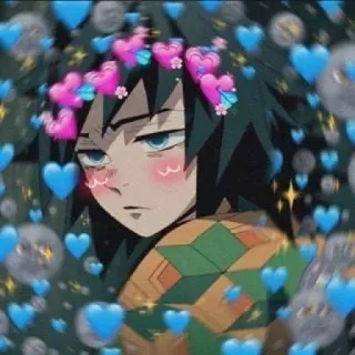 💙 Giyu Tomioka Demon Slayer Anime, Personagem, Giyu Tomioka, Demon Slayer, Corações, Fofo whatsapp sticker