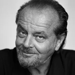 😏 Jack Nicholson actor, portrait, celebrity, black and white, Jack Nicholson, film, movie star, icon telegram sticker