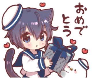 ⛸ おめでとう แมว, อนิเมะ, ของขวัญ, น่ารัก, เฉลิมฉลอง, แสดงความยินดี telegram sticker