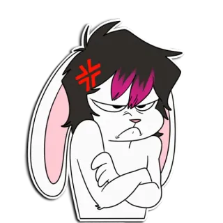 😡 Bunny bunny, angry, annoyed, furious, crossed arms, irritated, cartoon telegram sticker