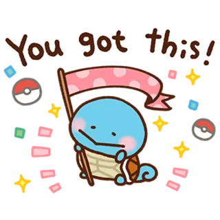 🥳 Squirtle You got this! pokemon, squirtle, motivational, cute, sticker telegram sticker