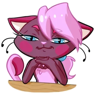 😒 кот, стикер, мультфильм, животное, милый, розовый, котенок whatsapp sticker
