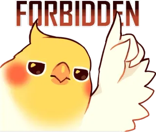 😒 FORBIDDEN 鳥, オカメインコ, 禁止, 警告, 禁止, 禁止, 停止 telegram sticker