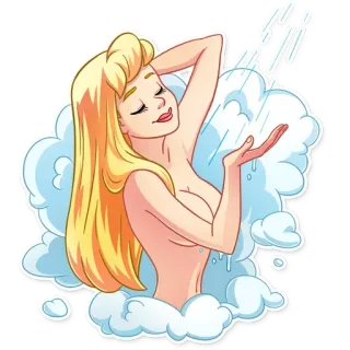 🚿 душ, женщина, мультфильм, блондинка, чистый, ванная telegram sticker