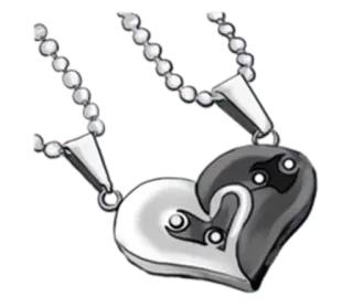 💕 colar, coração, yin yang, joias, amizade, amor telegram sticker