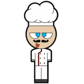😋 chef, cartone animato, cuoco, baffi, lingua, divertente whatsapp sticker