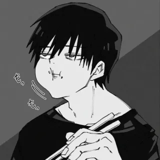 😐 見つめ. Anime, Manger, Monochrome, Personnage, Manga, Baguettes telegram sticker
