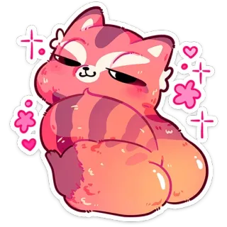 😏 cat, sticker, cute, pink, hearts, cartoon telegram sticker
