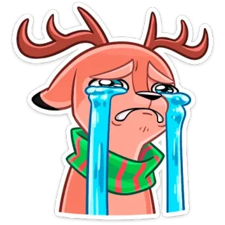 😭 トナカイ, クリスマス, 泣く, 悲しい, 漫画, ステッカー telegram sticker