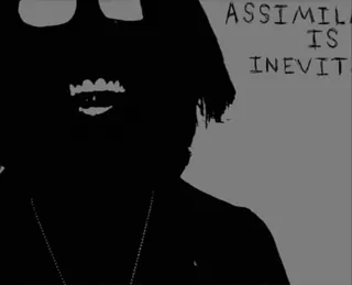 🌟 ASSIMILATION IS INEVITABLE assimilation, dark, black, white, quote, message, inevitable telegram sticker